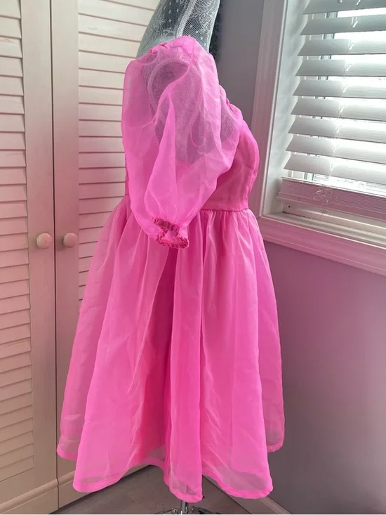 TCEC Bright Pink Puff Sleeve Mini Dress - Picture 2 of 5